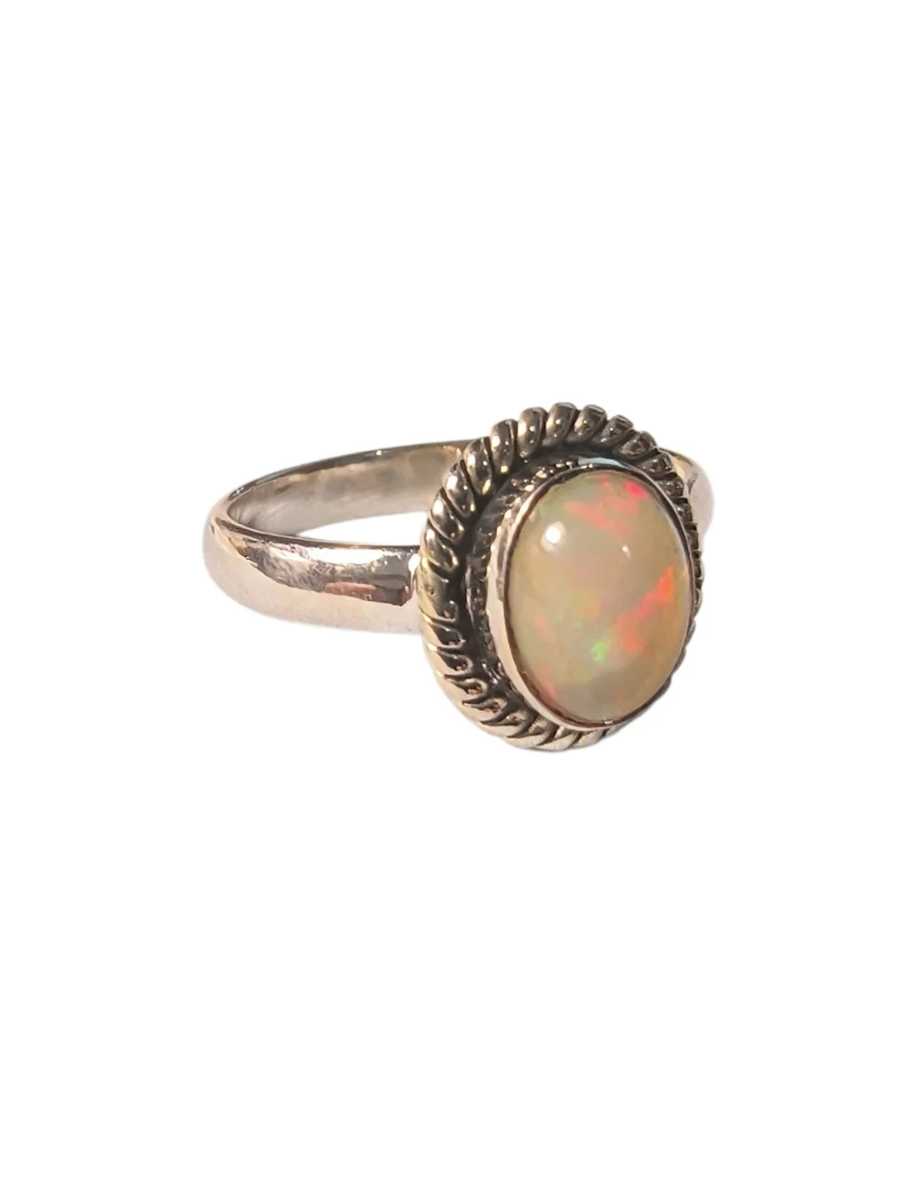 Ethiopian Opal Red Flash Sterling Silver Ring Brand New